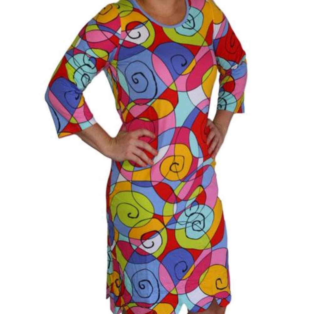 Three Friends sz XS Abby abstract swirl dress